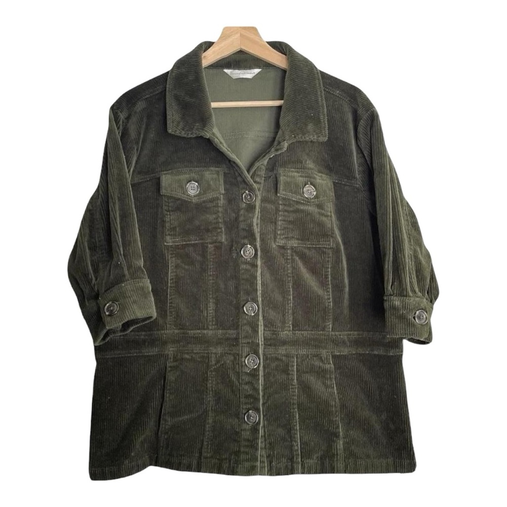 Christopher & Banks Dark Olive Green Corduroy Jacket